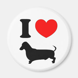 Aimant J'adore mon teckel Red Heart Wiener Dog
