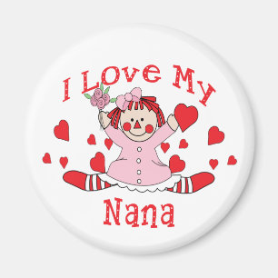 Aimant J'adore My Nana Rag Doll & Hearts