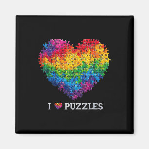 Aimant J'Adore Puzzles Puzzle Cœur Arc-en-Ciel Pour Homme