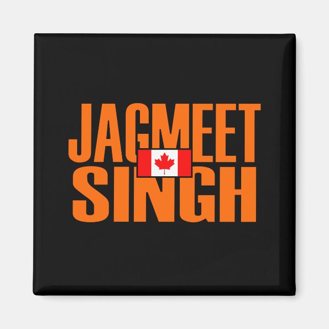 Aimant Jagmeet Singh Orange Block Text Drapeau canadien (Devant)
