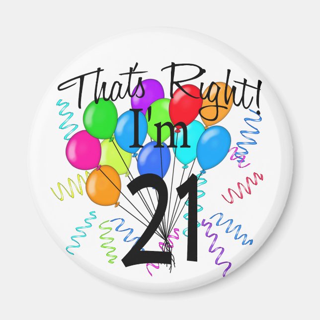 Aimant J'ai 21 ans - Anniversaire (Devant)