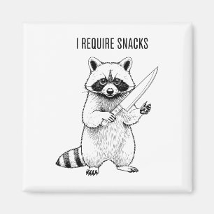 Aimant J'Ai Besoin De Snacks Raccoon Drôle Halloween Retr