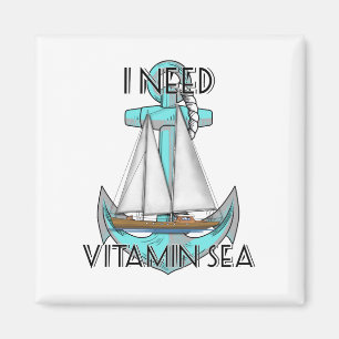 Aimant J'Ai Besoin De Vitamine Mer Voilier Nautique