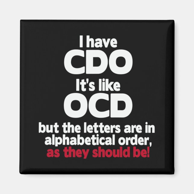 Aimant J'ai CdO - C'est comme TOC mais les lettres sont d (Devant)