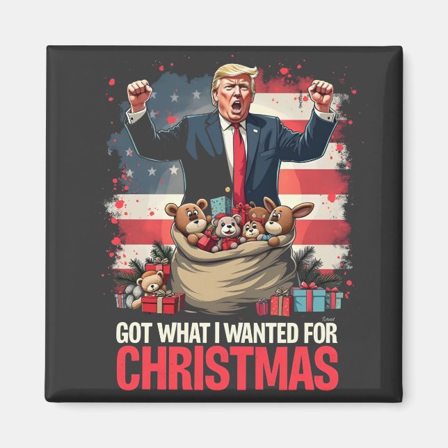 Aimant J'Ai Ce Que Je Voulais Pour Noël Trump Père Noël (Devant)