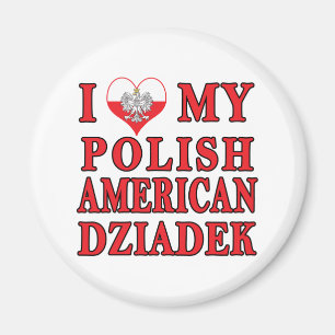 Aimant J'Ai Coeur Mon Polonais Américain Dziadek
