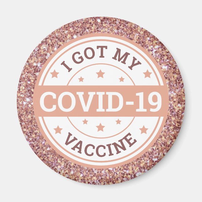 Aimant J'ai eu ma vaccination contre la Covid-19 Rose Gol (Devant)