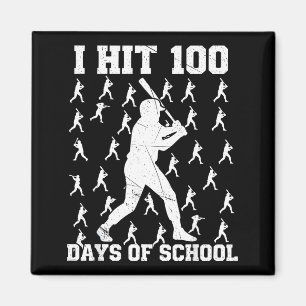 Aimant J'ai frappé 100 jours d'école garçon de baseball