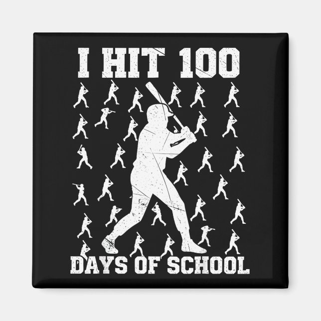 Aimant J'ai frappé 100 jours d'école garçon de baseball  (Devant)