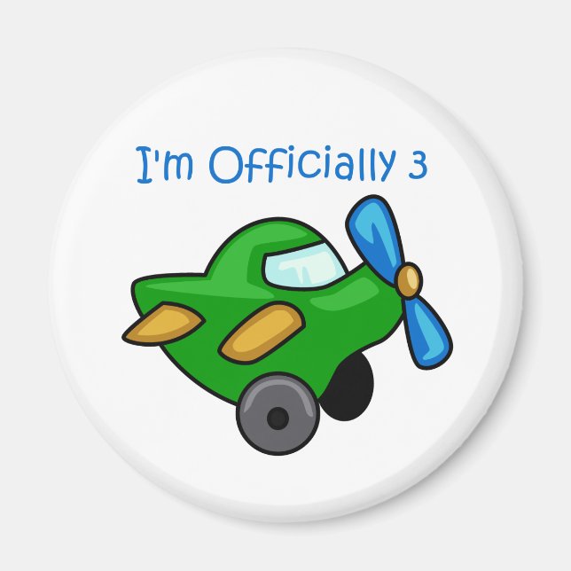 Aimant J'ai officiellement 3 ans, Jet Plane (Devant)