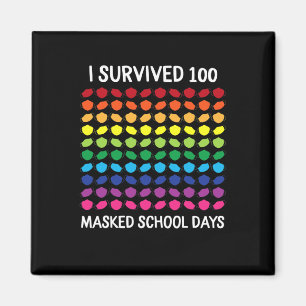 Aimant J'Ai Survécu 100 Jours Scolaires Masqués 100E Jour