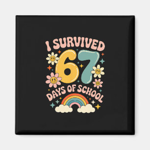 Aimant J'ai survécu 67 jours d'école argot Gen Alpha Rétr