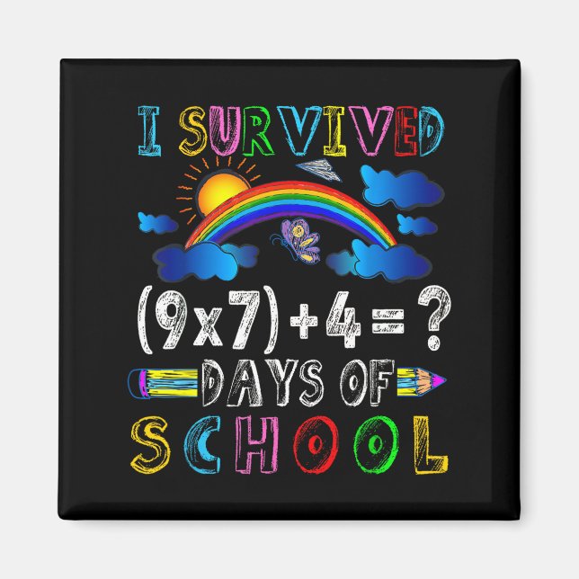 Aimant J'ai survécu 67 jours d'école drôle 67 mème mathé (Devant)