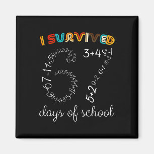Aimant J'ai survécu 67 jours d'école drôle vintage maths