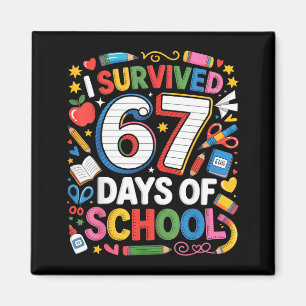 Aimant J'ai survécu 67 Jours D'école Enfant Mignon Six Se
