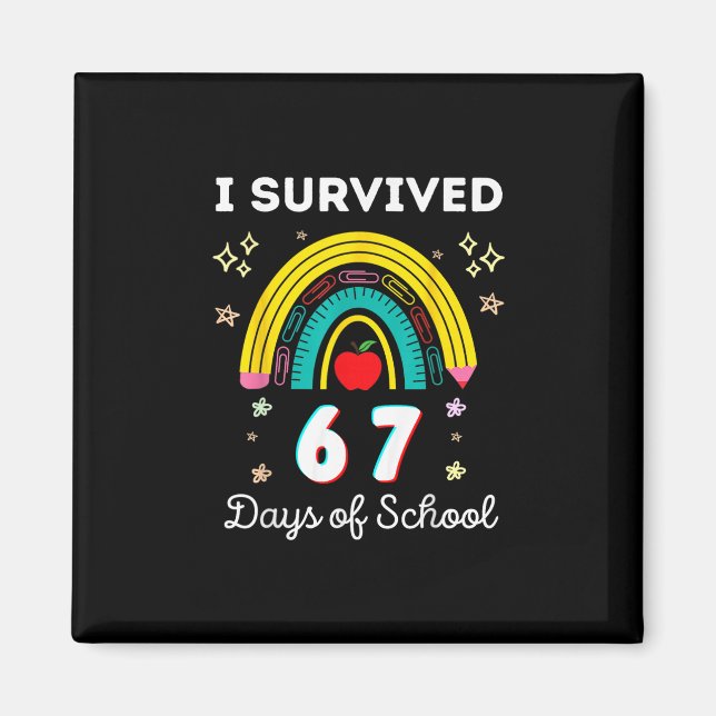 Aimant J'ai survécu 67 jours d'école enseignants élèves S (Devant)