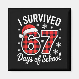 Aimant J'ai survécu 67 jours d'école Funny Noël Xmas