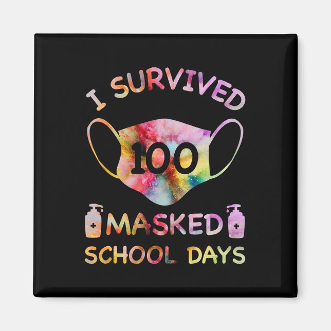 Aimant J'ai survécu à 100 jours d'école masqués pour l'en (Devant)