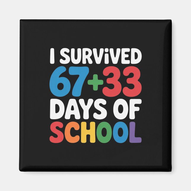 Aimant J'ai survécu à 67+33 jours d'école 100e jour Mathé (Devant)