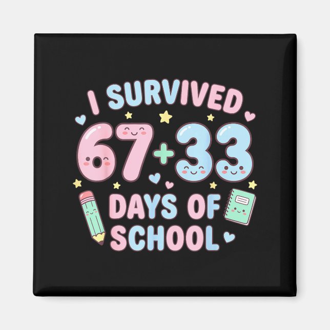 Aimant J'ai survécu aux 100 jours d'école Prof de maths E (Devant)