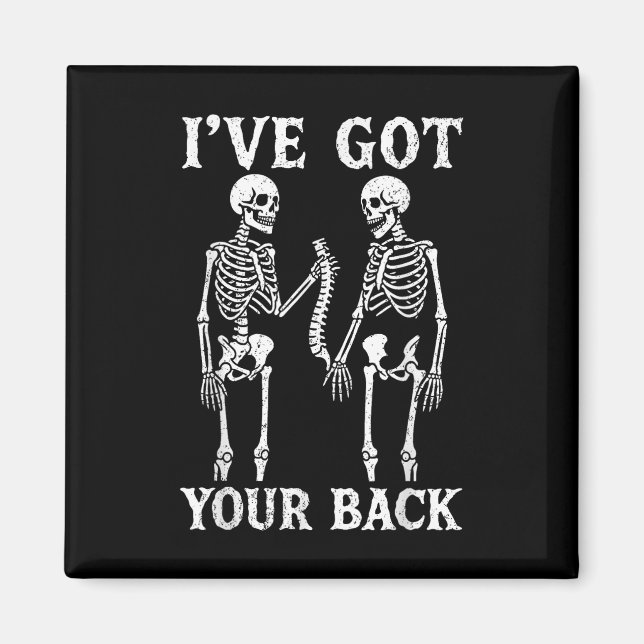 Aimant J'Ai Votre Dos Halloween Squelette Crâne Hommes Fe (Devant)