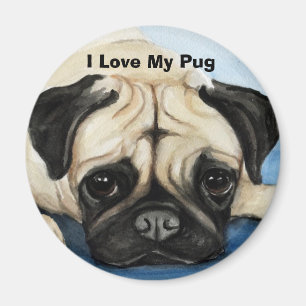 Aimant "J'aimant d'art de chien aime mon carlin"