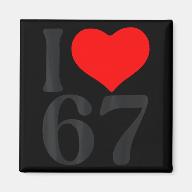 Aimant J'aime 67 Cœur Saint-Valentin 67e Anniversaire Six (Devant)