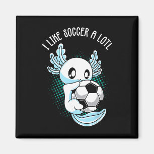 Aimant J'aime beaucoup le soccer Axolotl entraînement de
