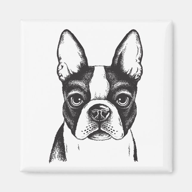 Aimant J'aime Boston Terriers (Devant)