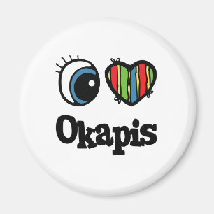 Aimant J'aime (cœur) les Okapis