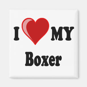 Aimant J'aime (coeur) mon chien de boxeur