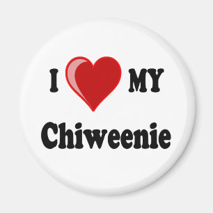 Aimant J'aime (coeur) mon chien de Chiweenie