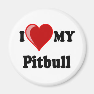Aimant J'aime (coeur) mon chien de Pitbull