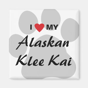 Aimant J'aime (coeur) mon Klee d'Alaska Kai