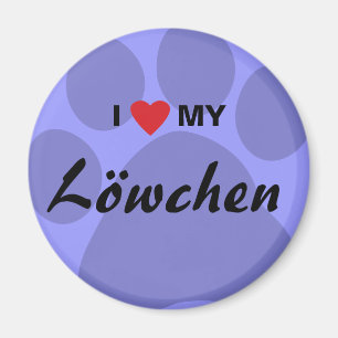 Aimant J'aime (coeur) mon Lowchen Pawprint