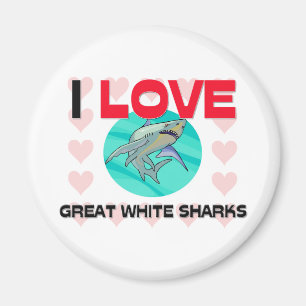 Aimant J'aime de grands requins blancs