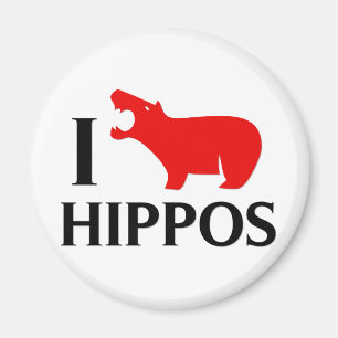 Aimant J'aime des hippopotames