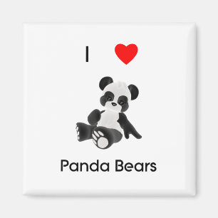 Aimant J'aime des ours panda