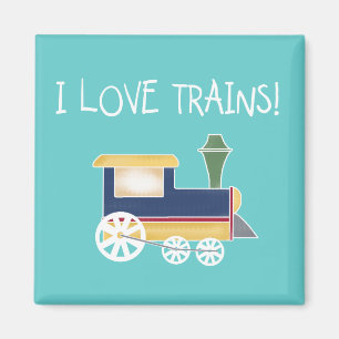 Aimant J'aime des T-shirts et des cadeaux de trains