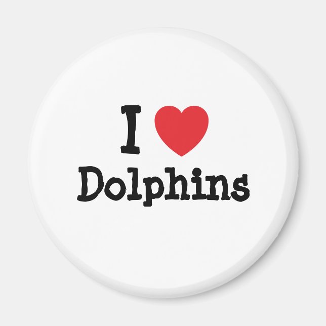 Aimant J'aime Dolphins coeur personnalisé (Devant)