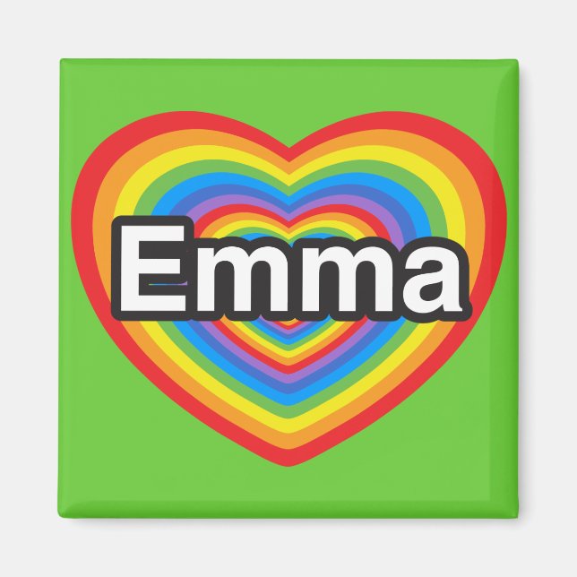 Aimant J'aime Emma. Je t'aime Emma. Cœur (Devant)