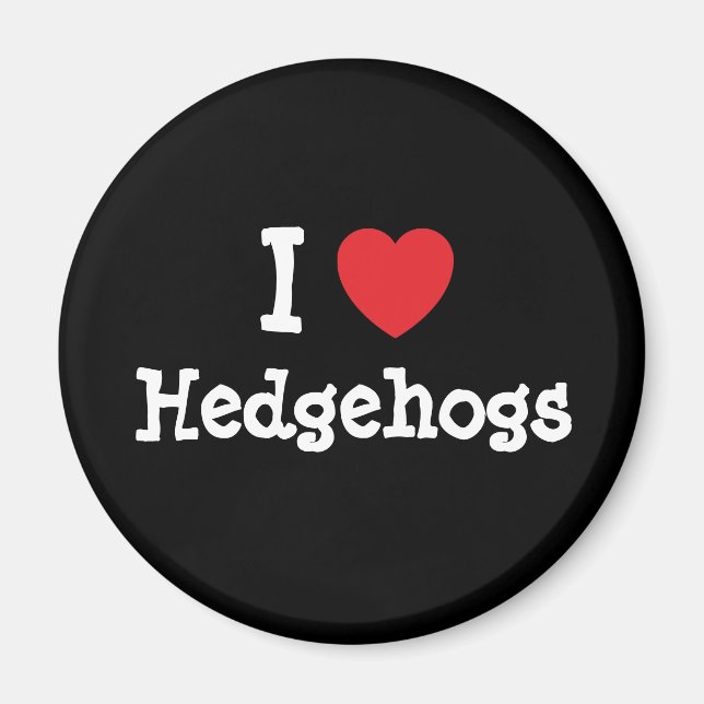 Aimant J'aime Hedgehogs coeur personnalisé (Devant)