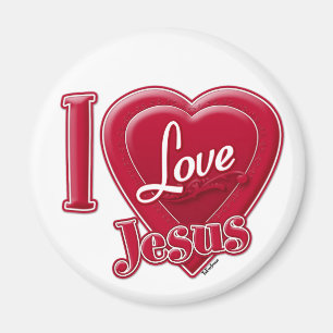 Aimant J'aime Jésus Coeur Rouge