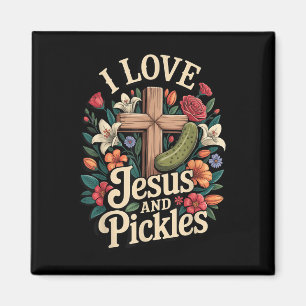 Aimant J'aime Jésus et les cornichons