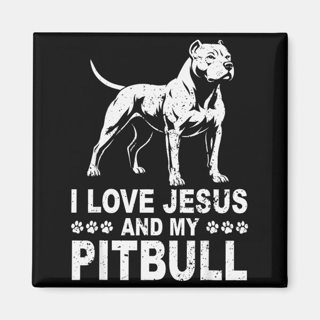 Aimant J'aime Jésus et mon Pitbull  (Devant)