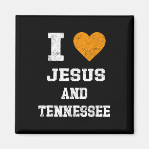 Aimant J'Aime Jésus Et Tennessee Chemise Orange Coeur Mig
