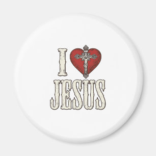 Aimant J'aime Jésus Gravure Vintage Design de T-shirt de