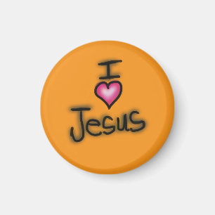 Aimant J'aime Jésus J'adore Jésus Orange