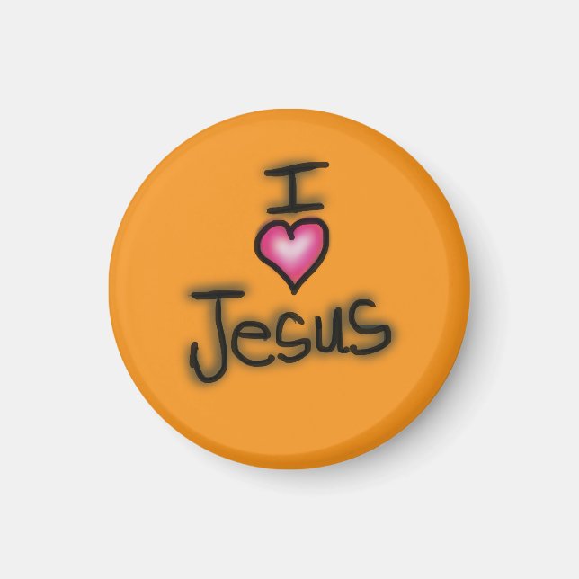 Aimant J'aime Jésus J'adore Jésus Orange  (Devant)