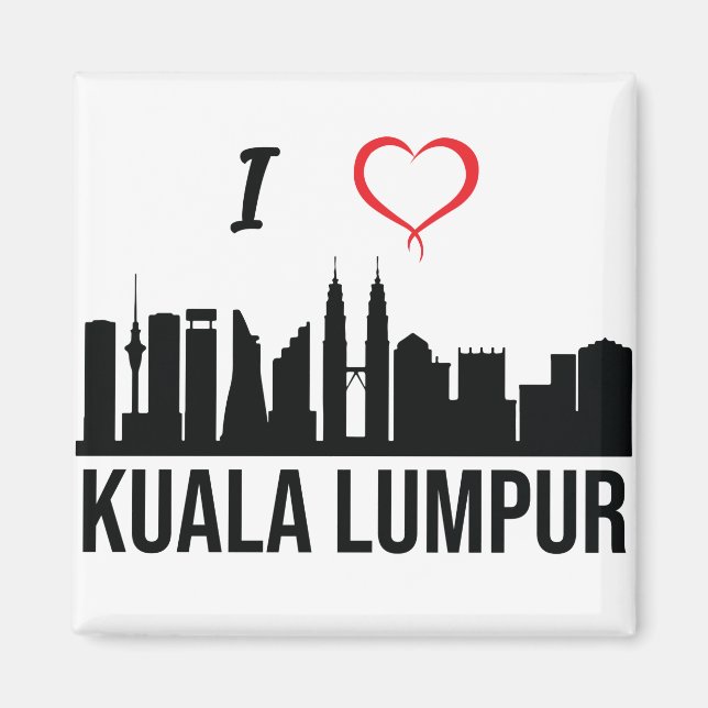 Aimant J'aime Kuala Lumpur Skyline Culture Malaisienne (Devant)